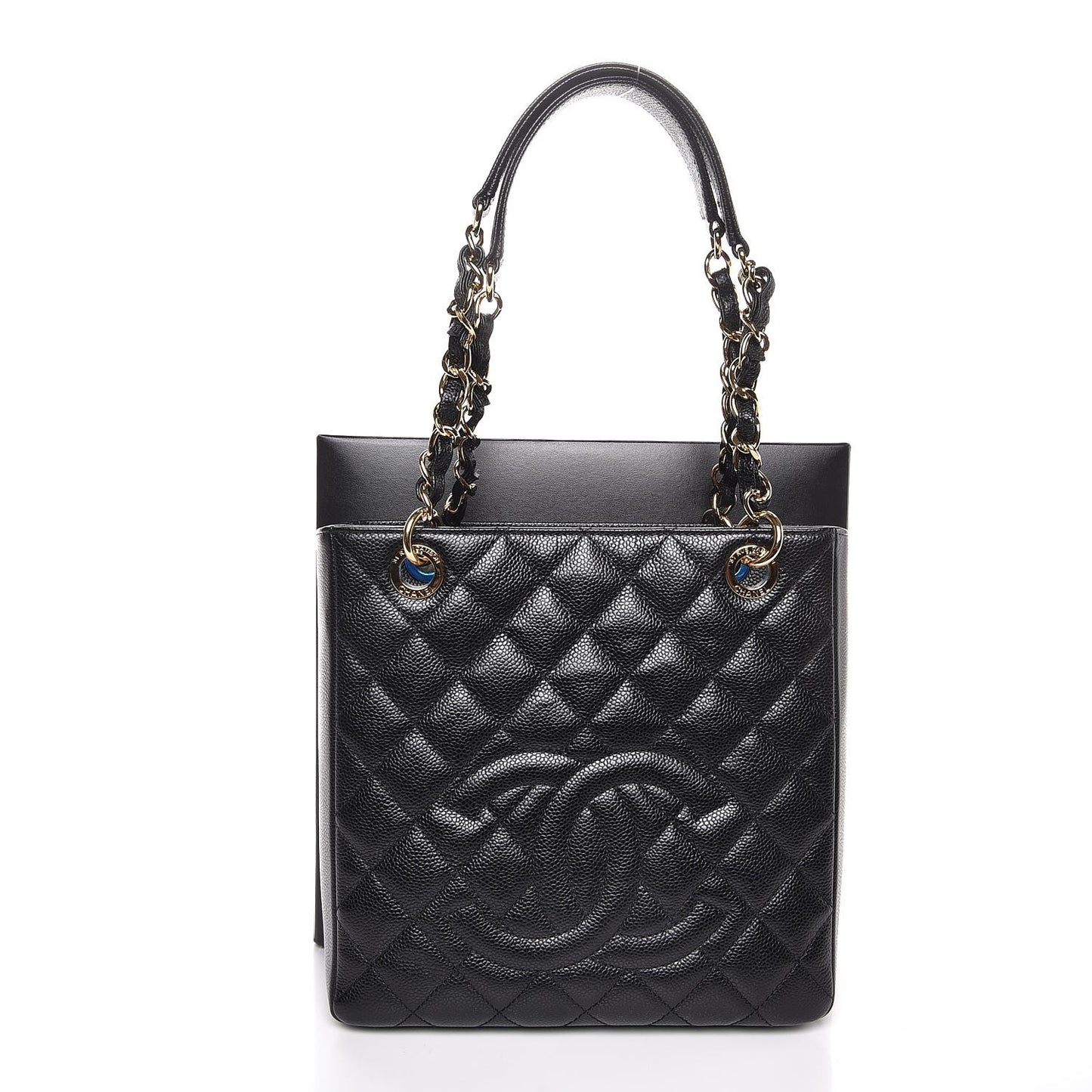 Caviar Quilted Petit Shopping Tote PST Black