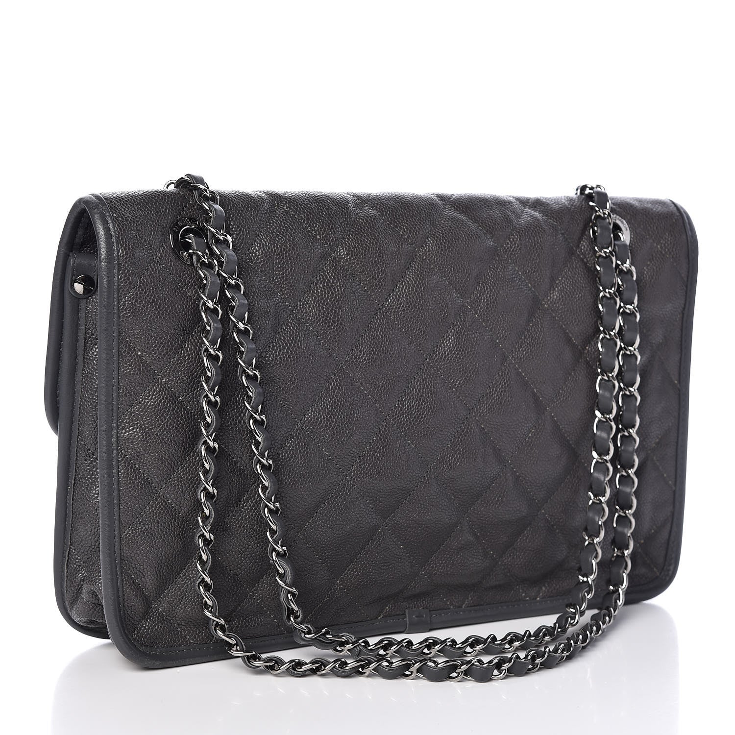 Chanel Caviar Quilted Large French Riviera Flap Dark Grey 3 of 10