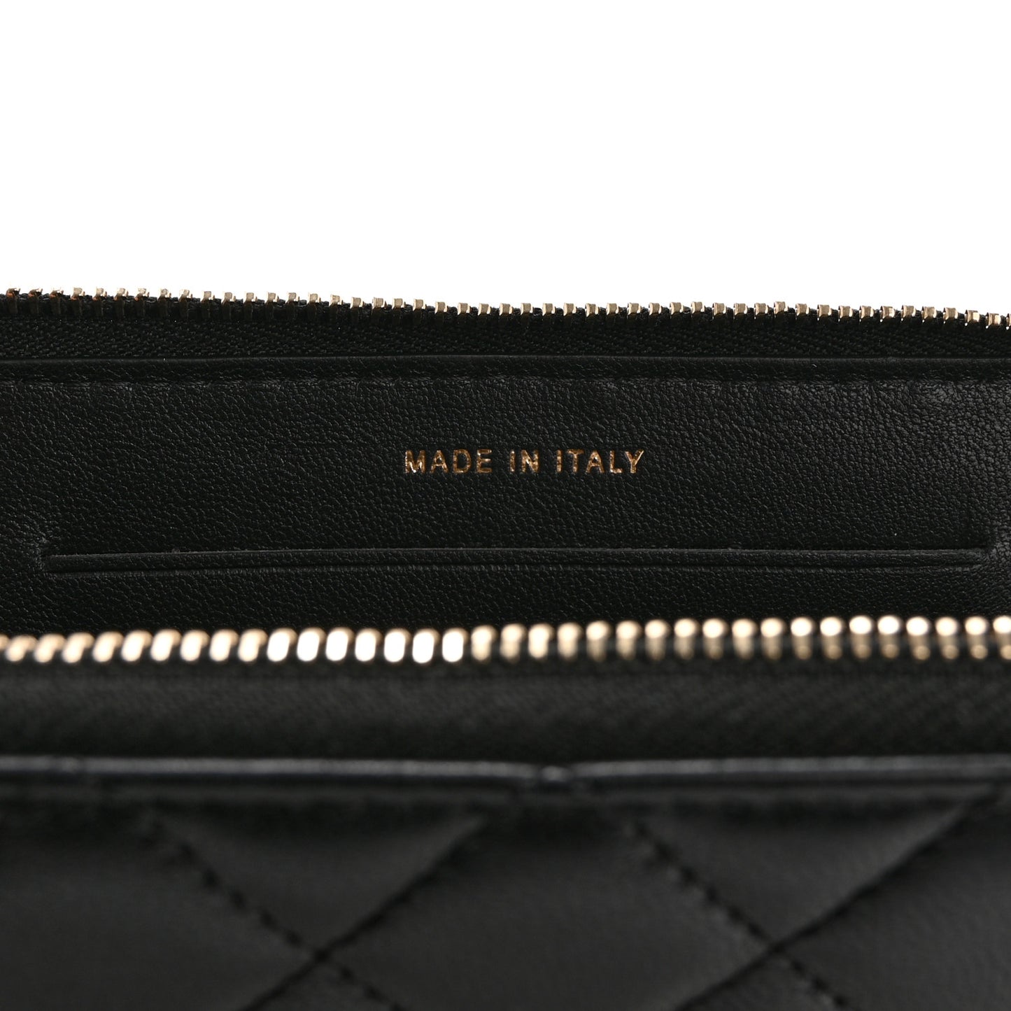 Lambskin Quilted Small Lucky Charms Zip Around Wallet Black