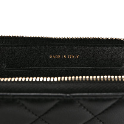 Chanel Lambskin Quilted Small Lucky Charms Zip Around Wallet Black 7 of 11