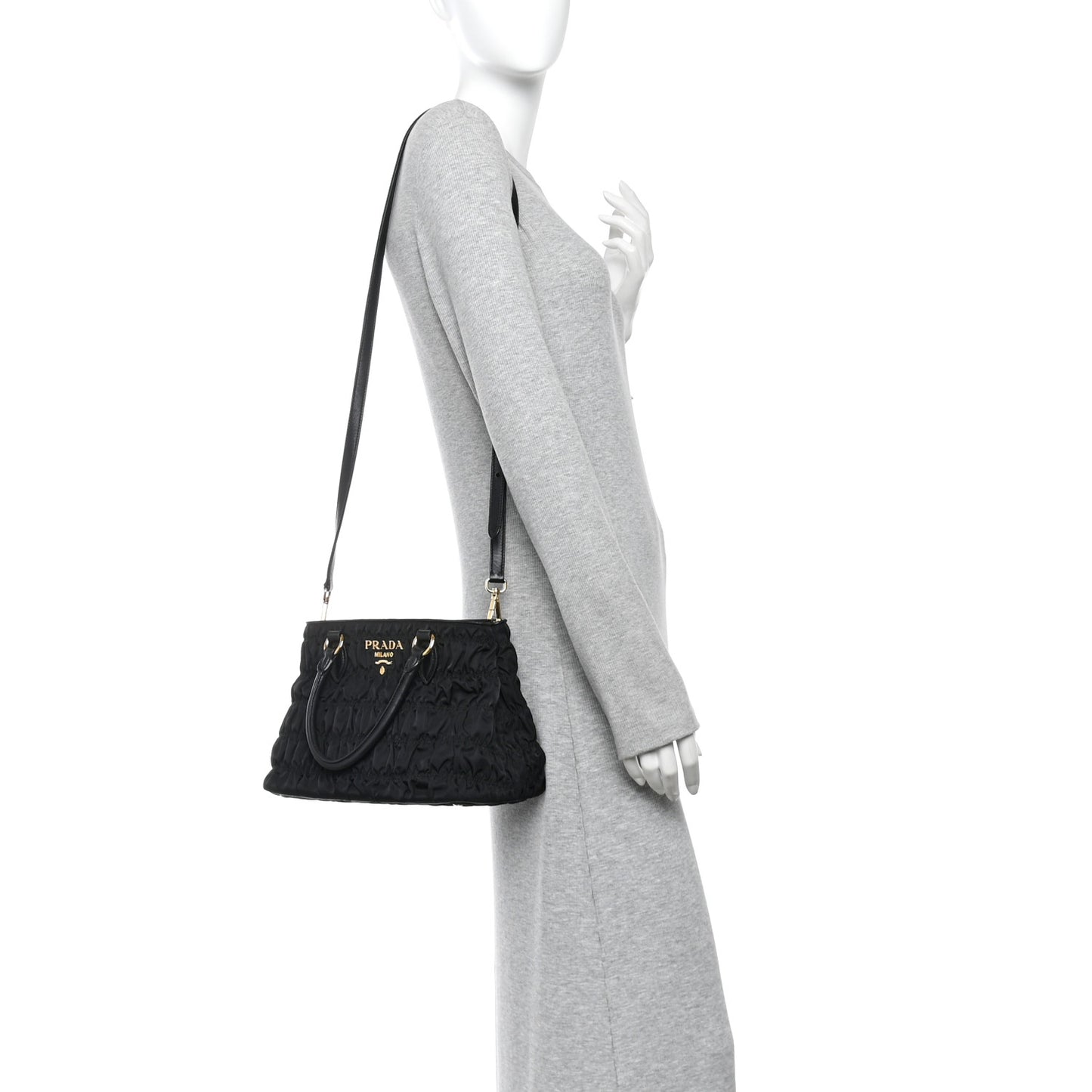 Tessuto Nylon Gaufre Small Tote Black