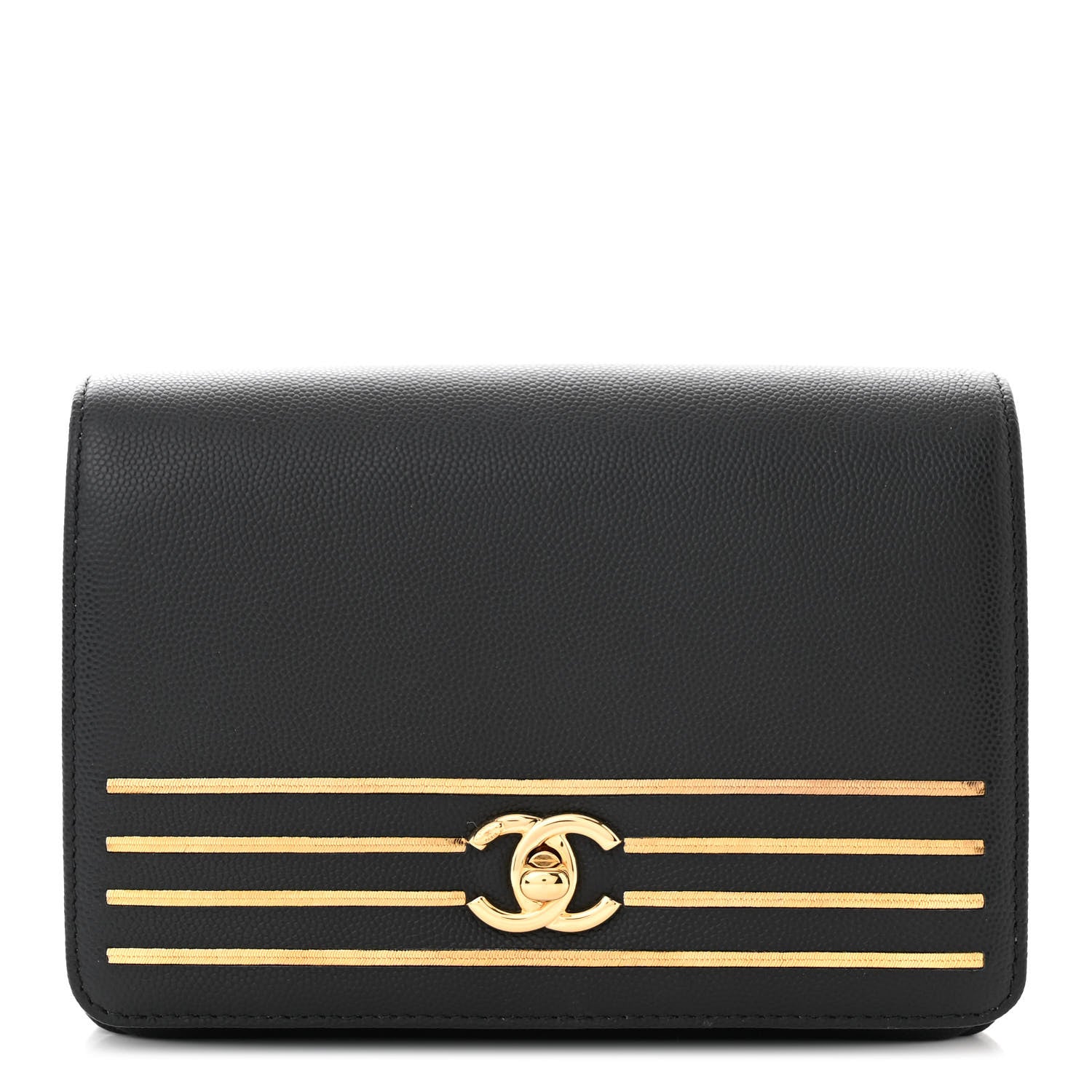 Chanel Grained Calfskin Embroidered Captain Gold Belt Bag Black 1 of 9