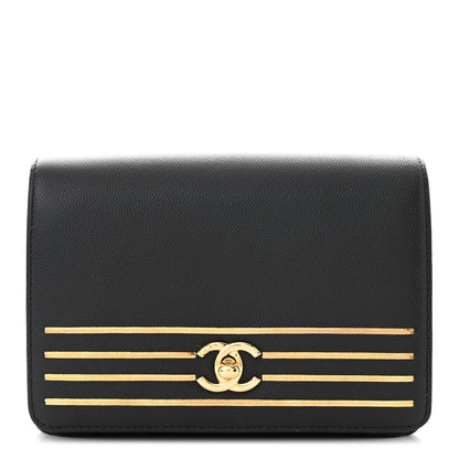 Chanel Grained Calfskin Embroidered Captain Gold Belt Bag Black 1 of 9