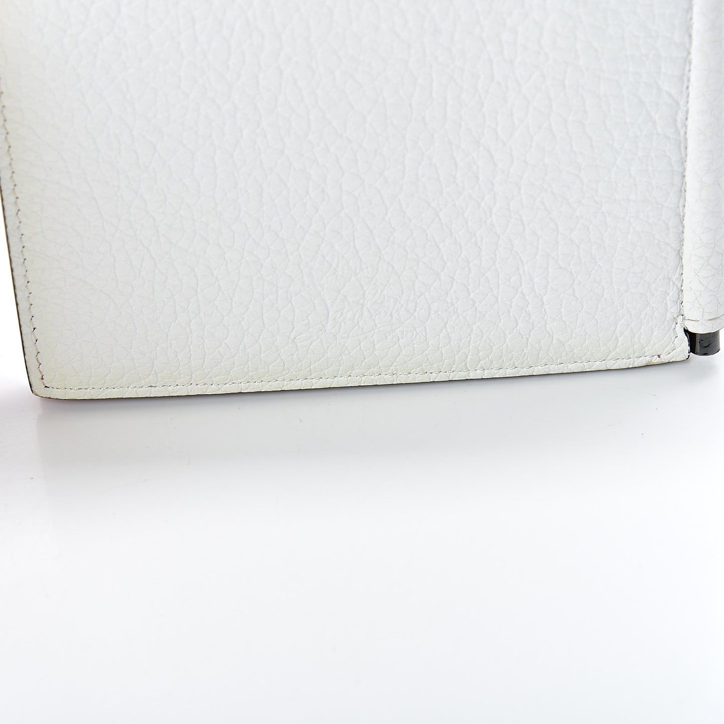 Calfskin Clipsos Spike Bi-Fold Wallet White