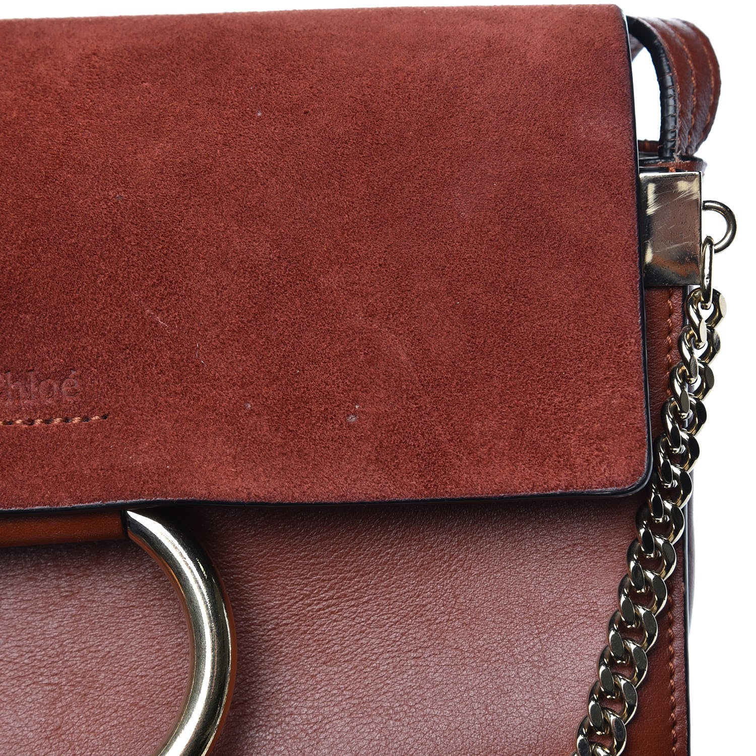 Chloe Suede Calfskin Small Faye Shoulder Bag Saffron Red 16 of 17