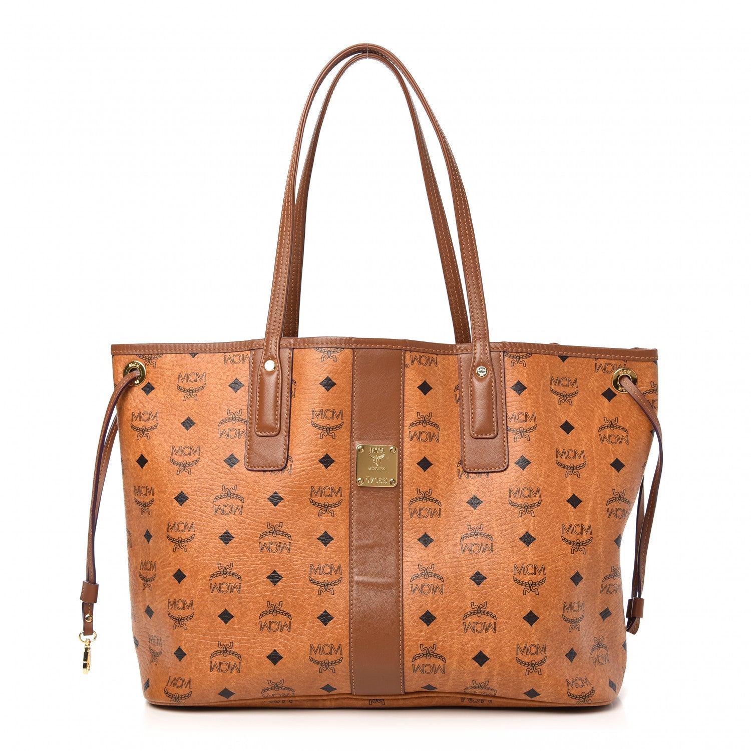 MCM Visetos Medium Liz Reversible Shopper Tote Cognac 1 of 10
