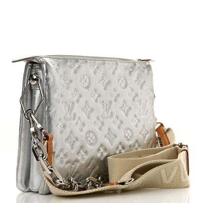 Louis Vuitton Metallic Lambskin Embossed Monogram Coussin PM Silver 3 of 17
