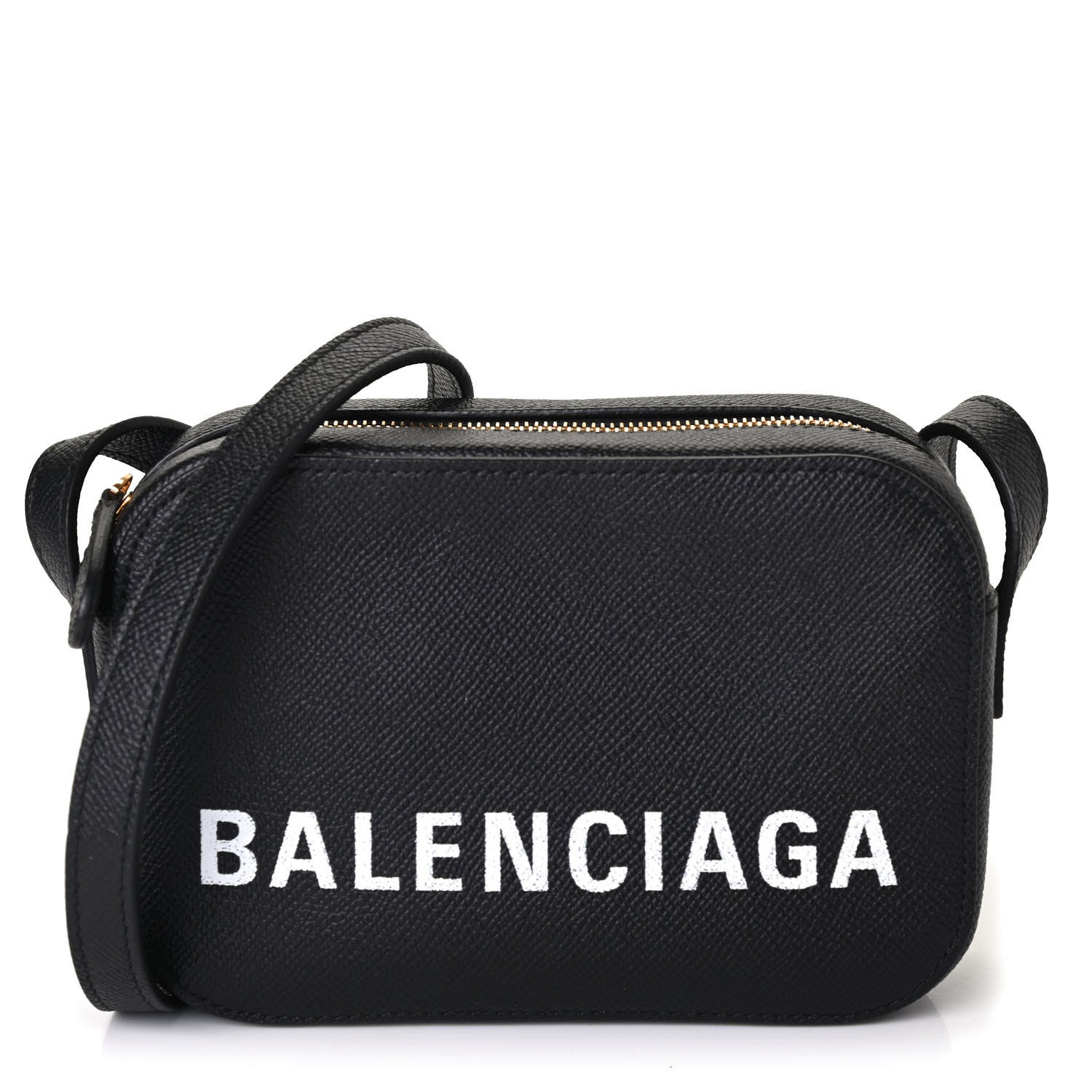 Balenciaga Signature Grained Calfskin Logo XS Ville Camera Bag Black White 1 of 4
