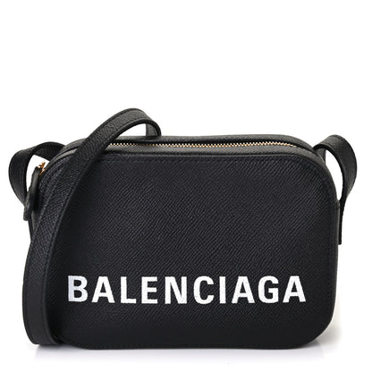 Balenciaga Signature Grained Calfskin Logo XS Ville Camera Bag Black White 1 of 4