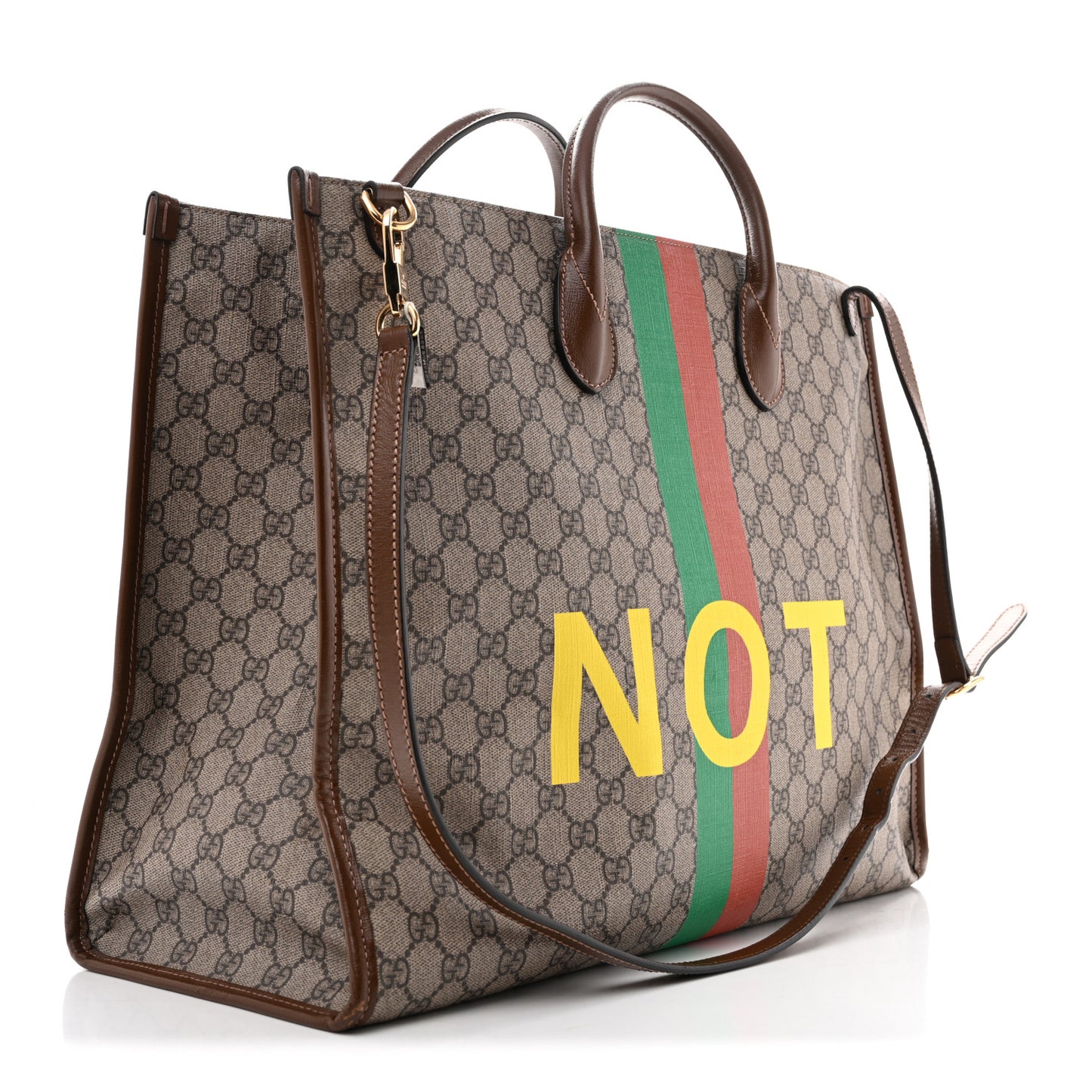 GG Supreme Monogram Fake/Not Large Retro Interlocking G Tote Bag Beige Brown Sugar