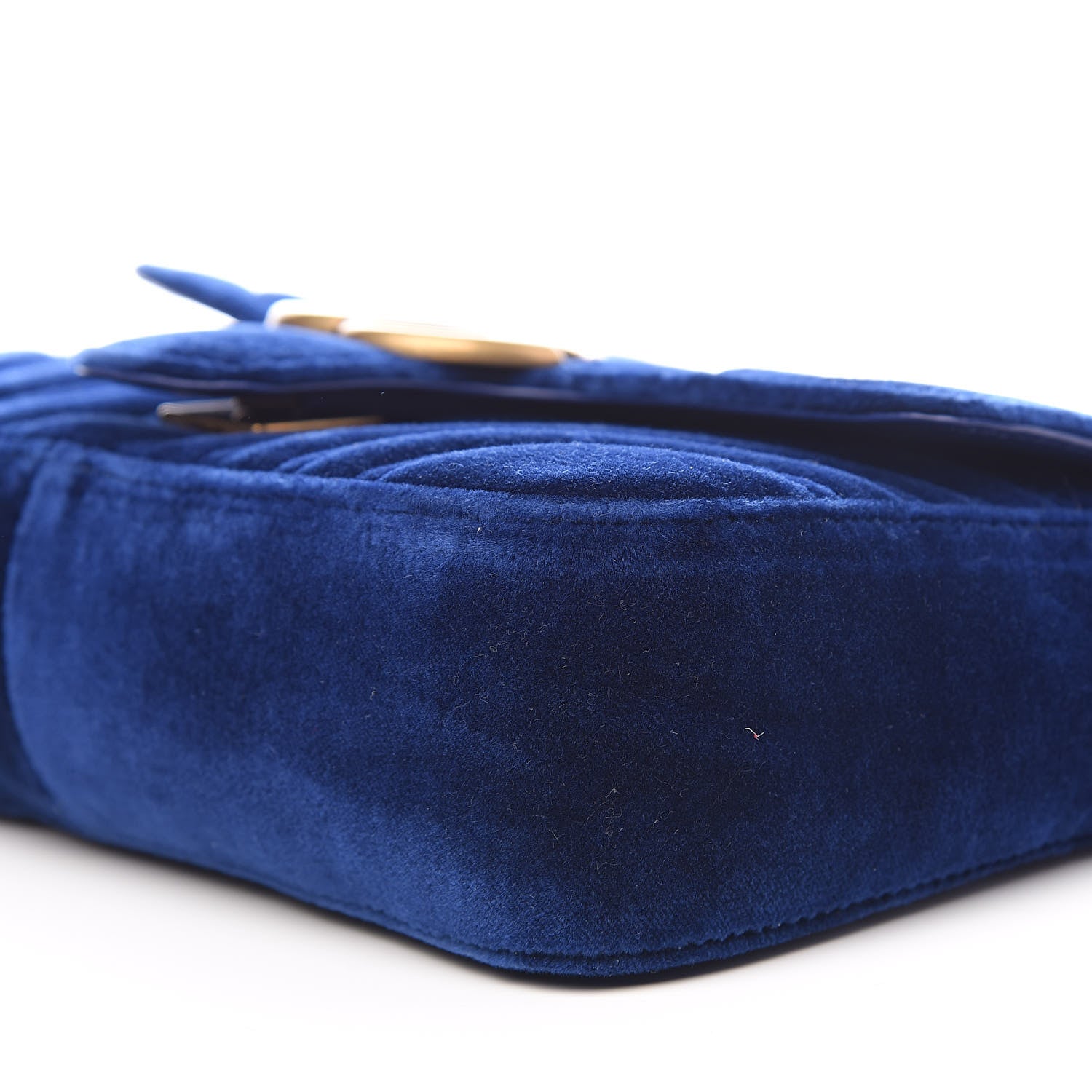Gucci Velvet Matelasse Mini GG Marmont Shoulder Bag Cobalt Blue 9 of 10