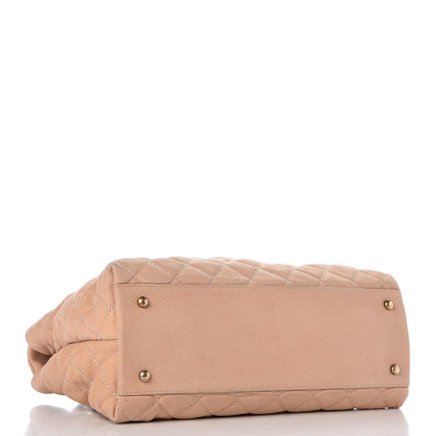 Iridescent Caviar Chic Quilt Tote Beige