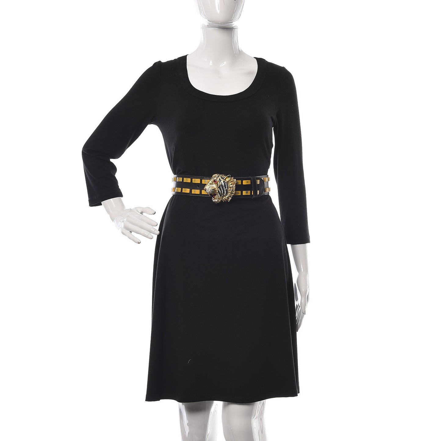Metal Tiger Head Studded Belt 80 32 Yellow Black
