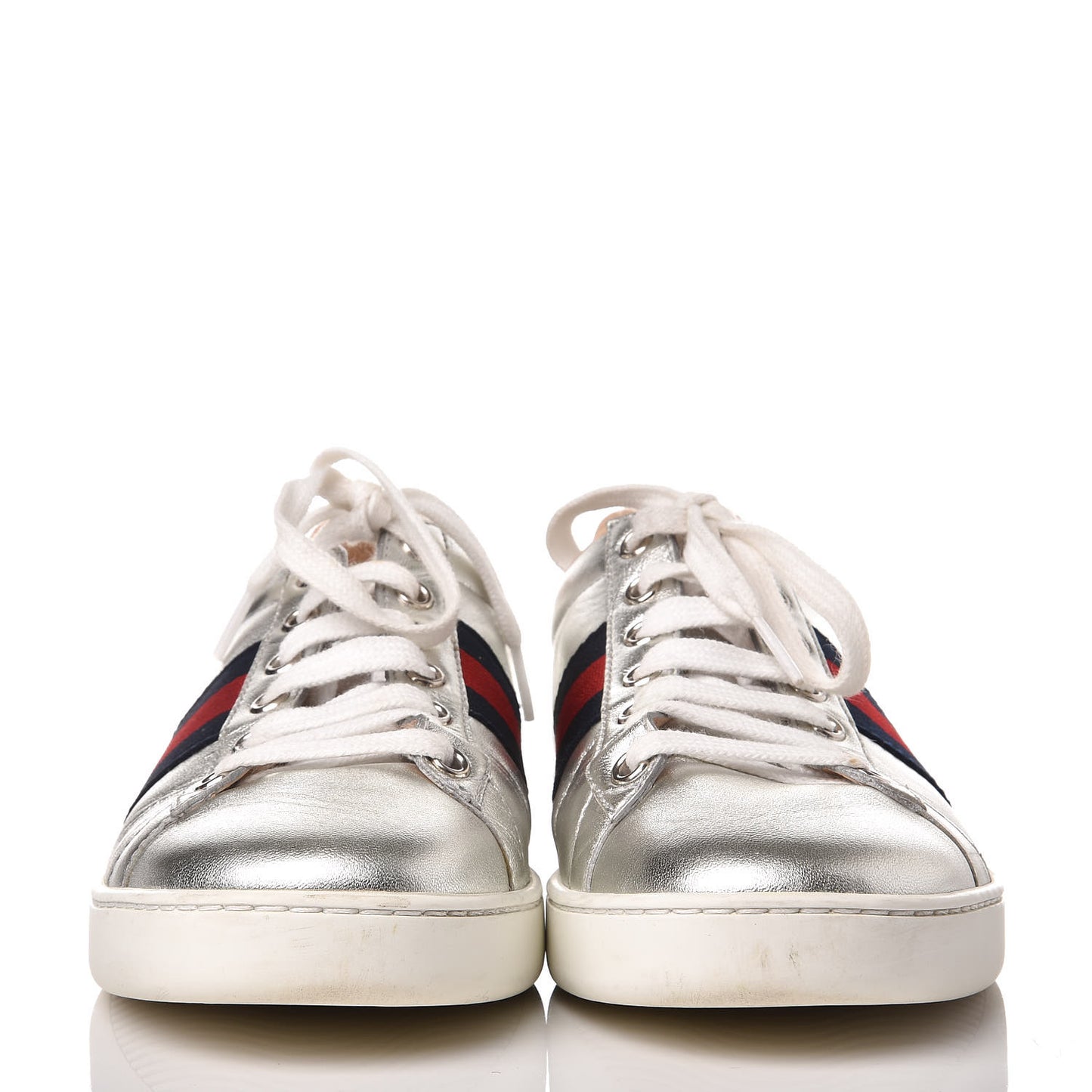 Metallic Nappa Silk Ayers Web Womens Ace Sneakers 37 Silver