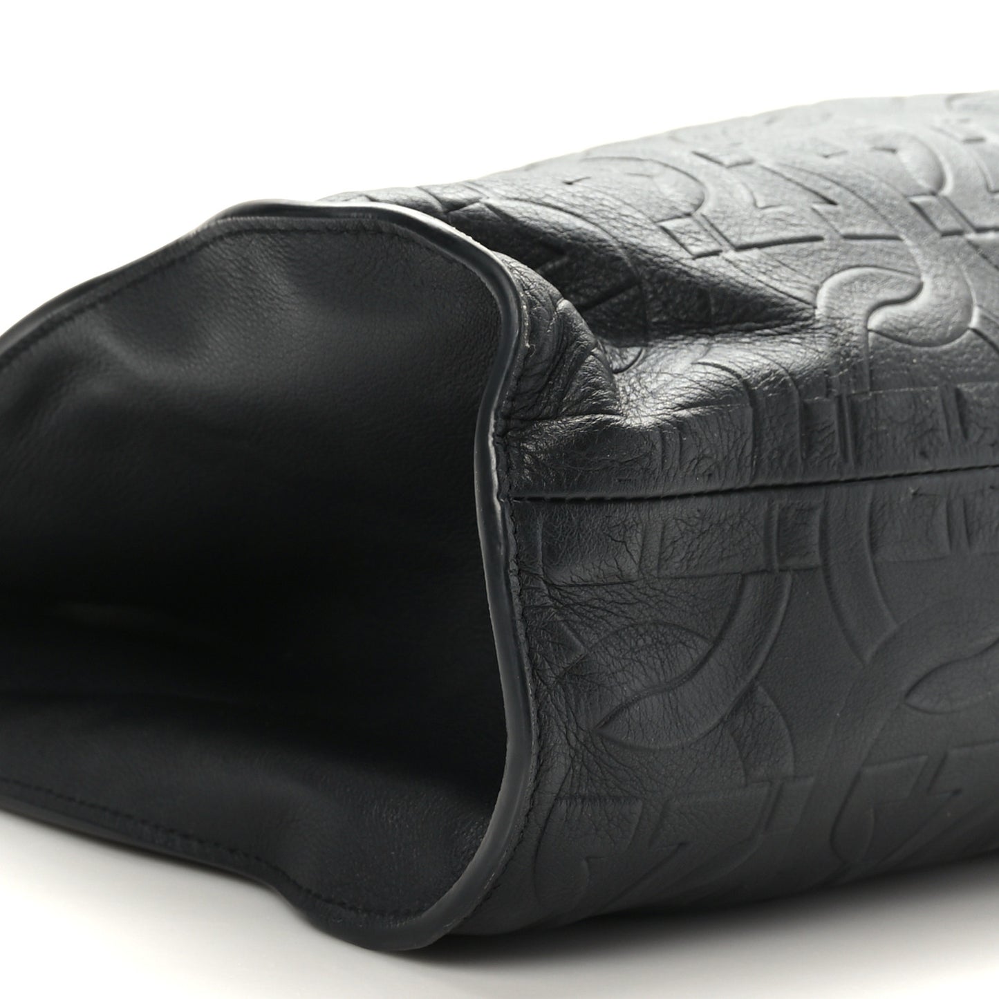Calfskin Gancini Embossed Trifolio Tote Bag Black