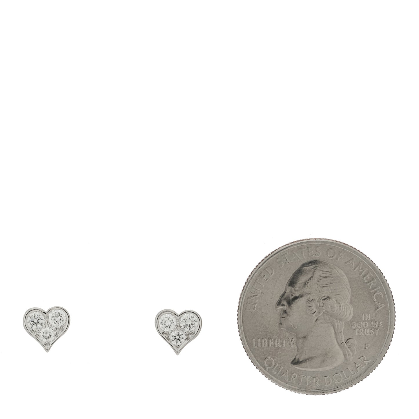 Platinum Diamond Heart Stud Earrings