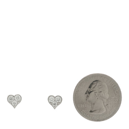 Tiffany Platinum Diamond Heart Stud Earrings 2 of 4