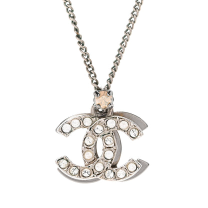 Chanel Crystal Double CC Necklace Silver Ruthenium 4 of 7