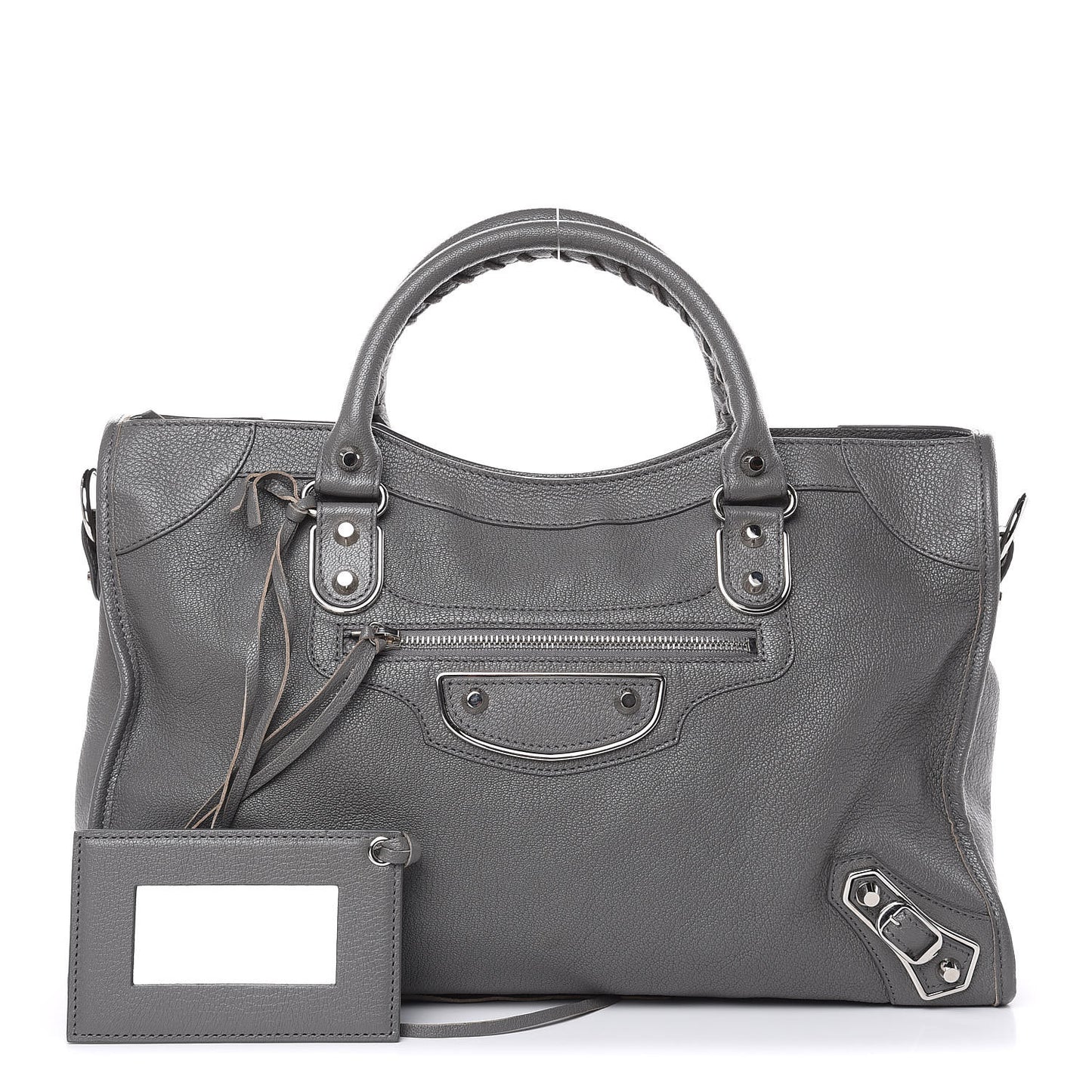 Chevre Silver Metallic Edge Hardware City Gris Acier