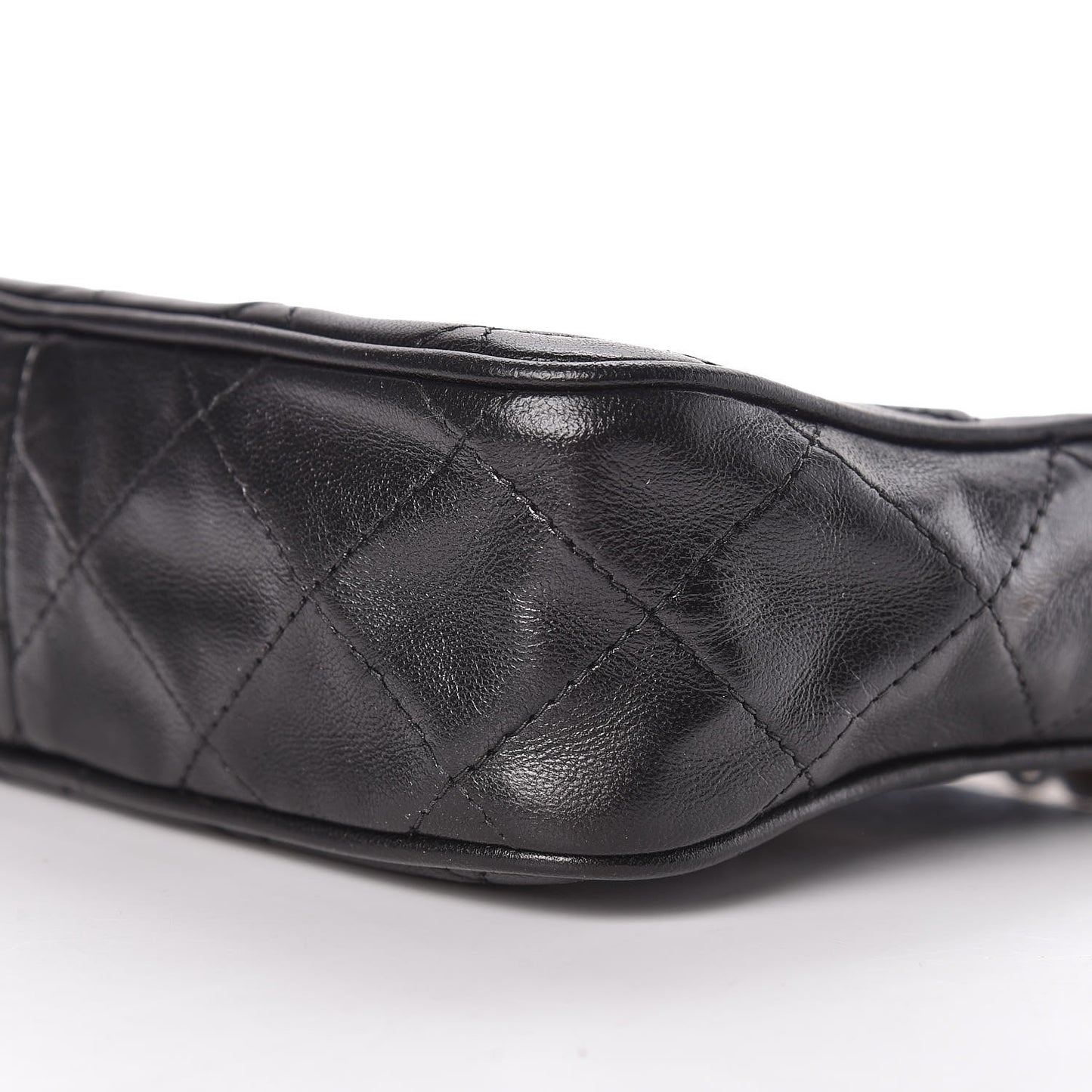 Lambskin Quilted Tassel Camera Case Pouch Black