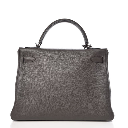 Hermes Taurillon Clemence Horseshoe Kelly Retourne 32 Graphite Tosca 5 of 41
