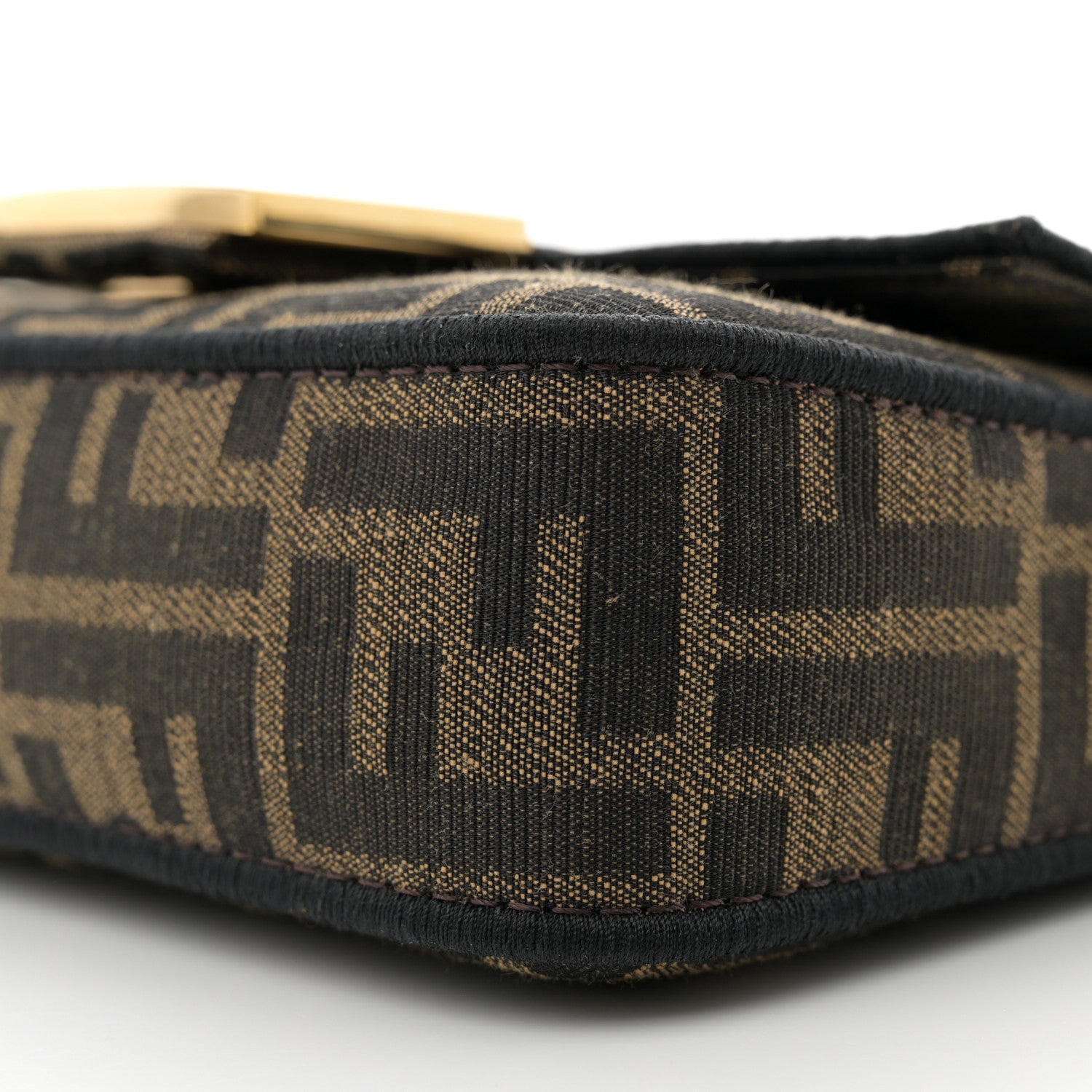 Fendi Fabric Jacquard FF 1974 Mini Baguette Tobacco Moro Black 10 of 10