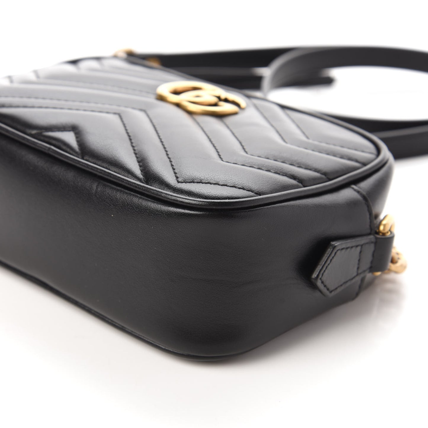 Calfskin Matelasse Mini GG Marmont Chain Shoulder Bag Black