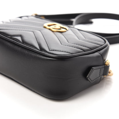 Gucci Calfskin Matelasse Mini GG Marmont Chain Shoulder Bag Black 7 of 12