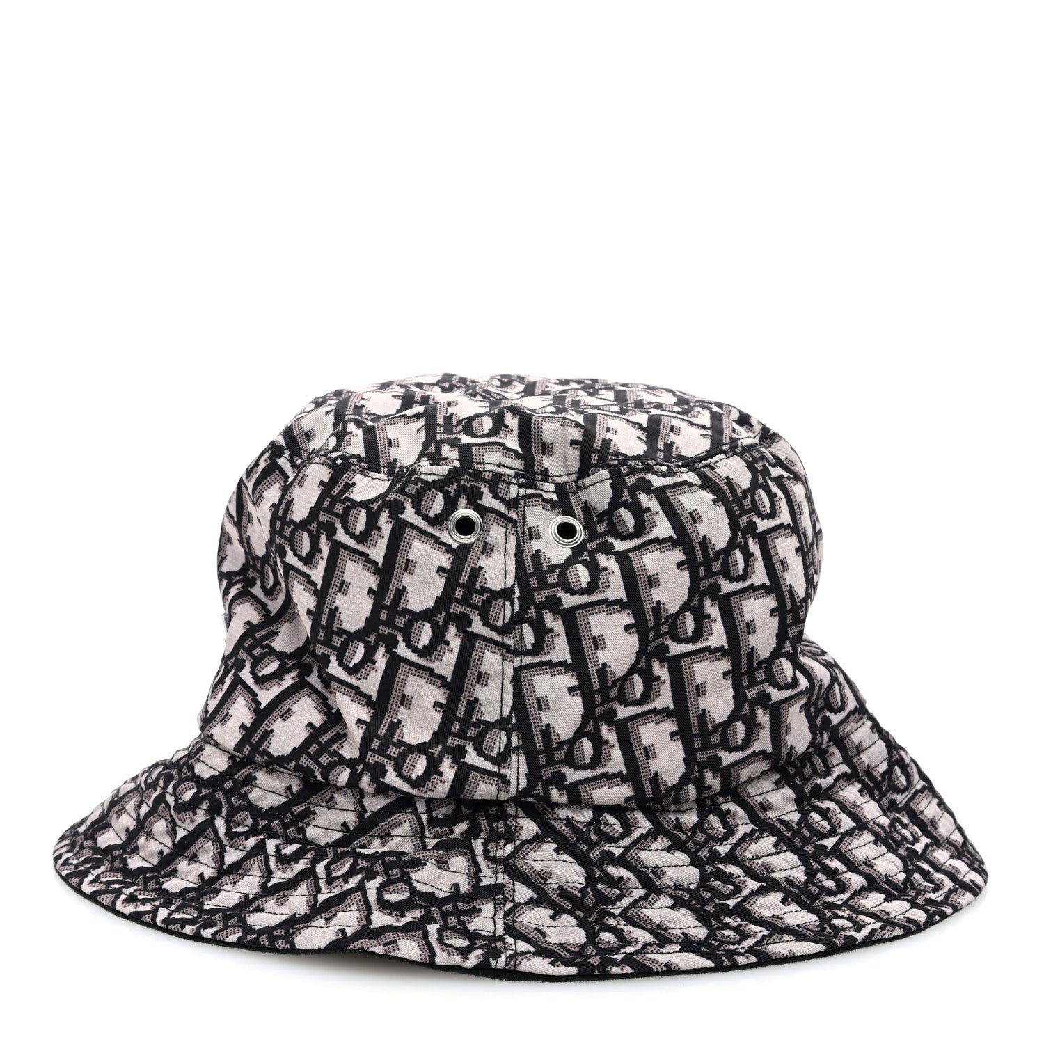 Christian Dior Polyester Cotton Oblique Teddy-D Brim Bucket Hat 58 Black 11 of 15