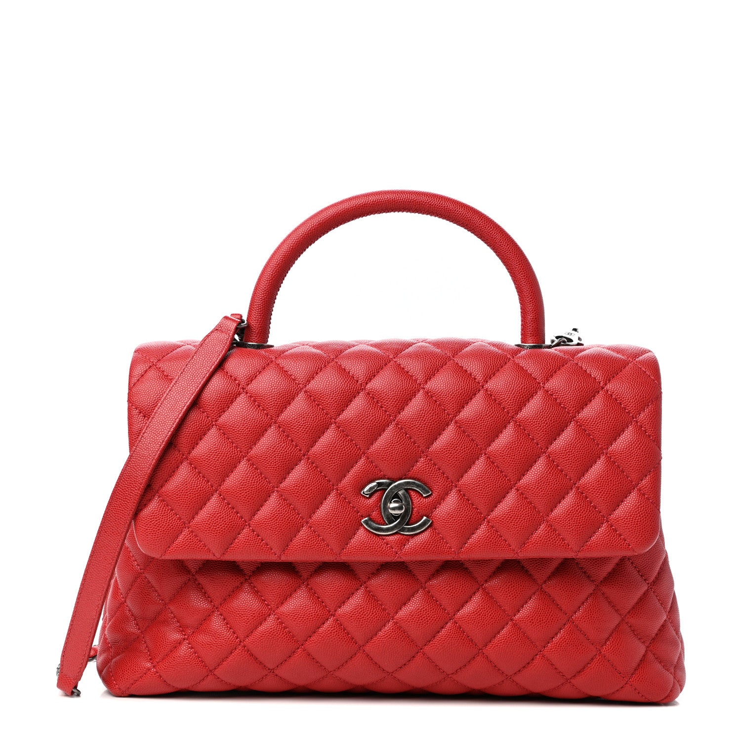 Chanel Caviar Quilted Medium Coco Handle Flap Red 1 of 10