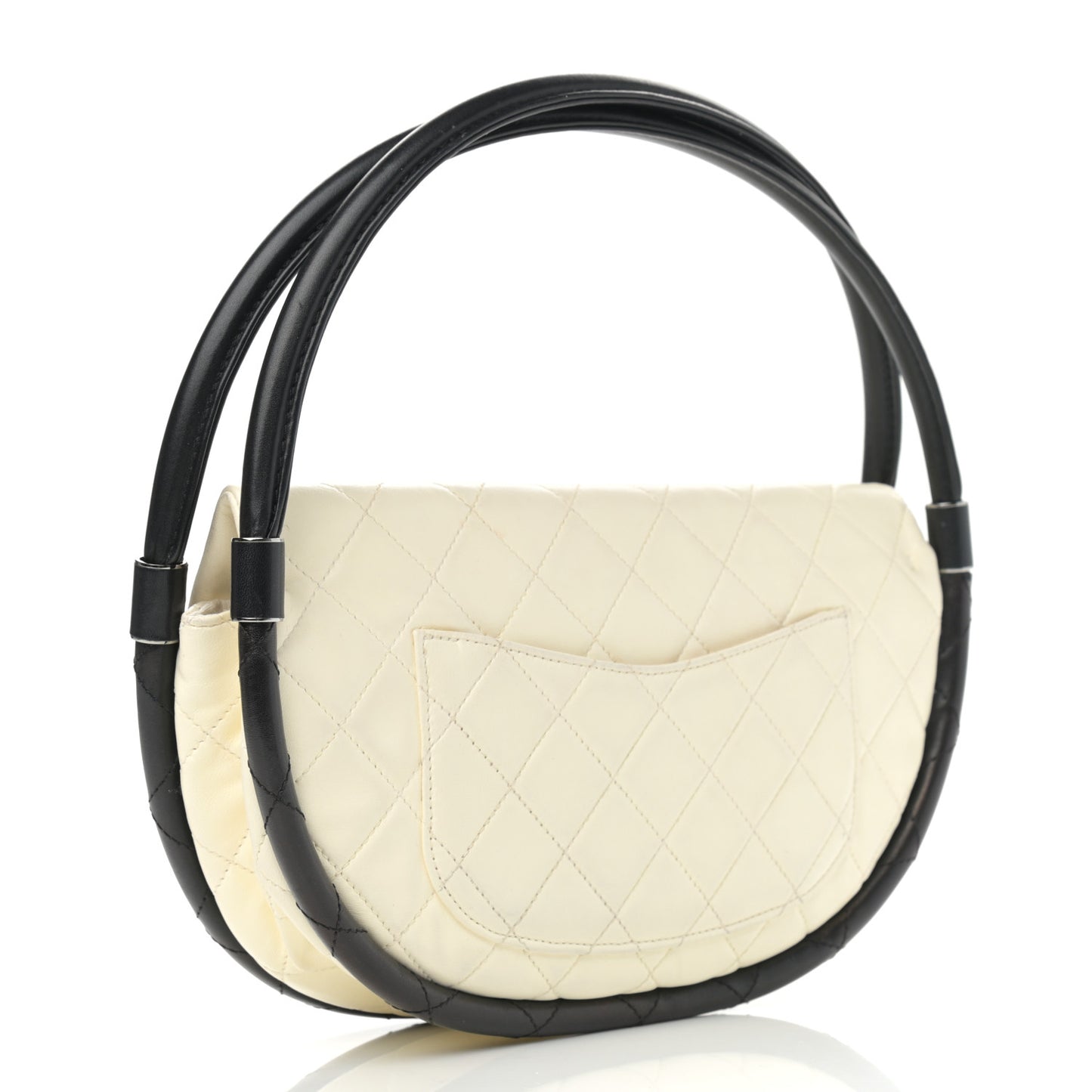 Lambskin Quilted Small Hula Hoop Flap Ivory