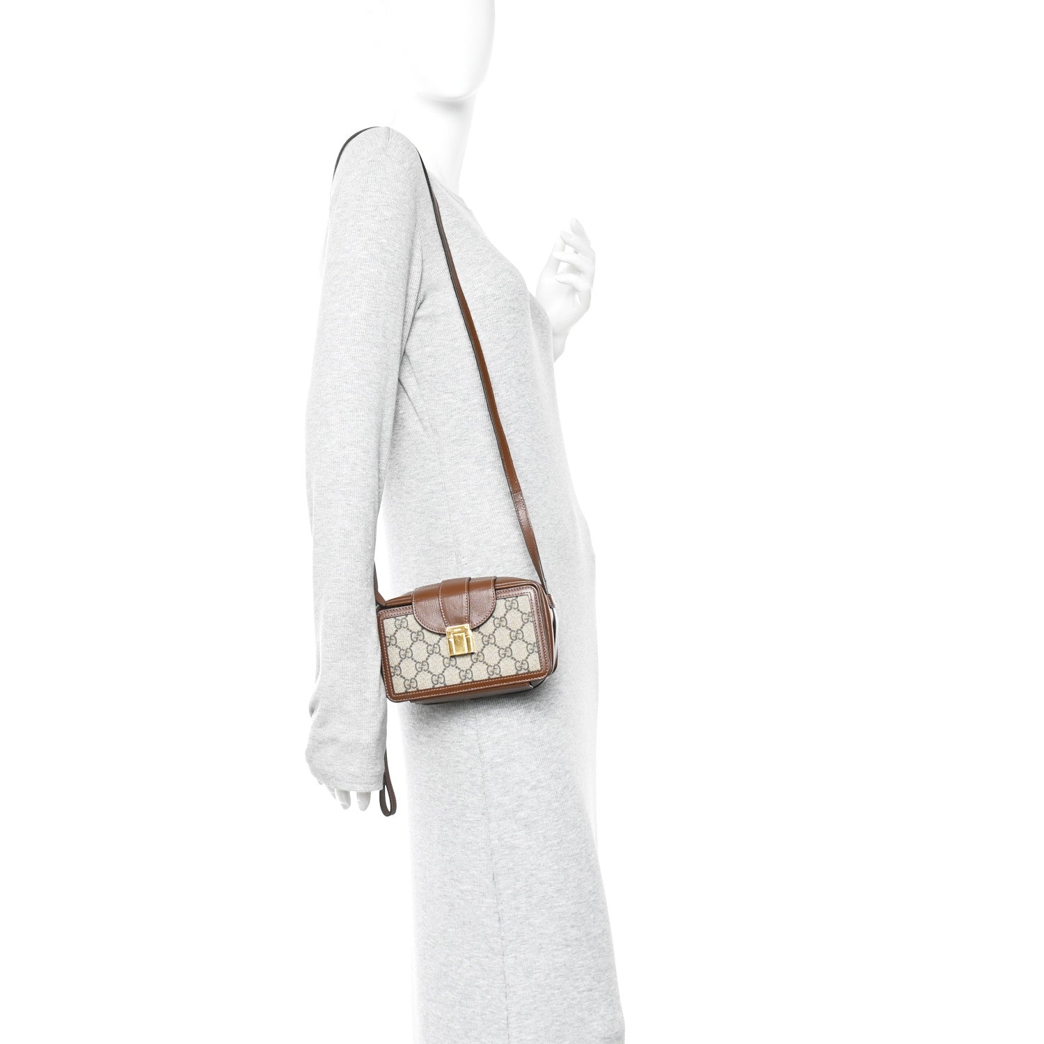 Gucci GG Supreme Monogram Mini Clasp Bag Beige Brown 2 of 14