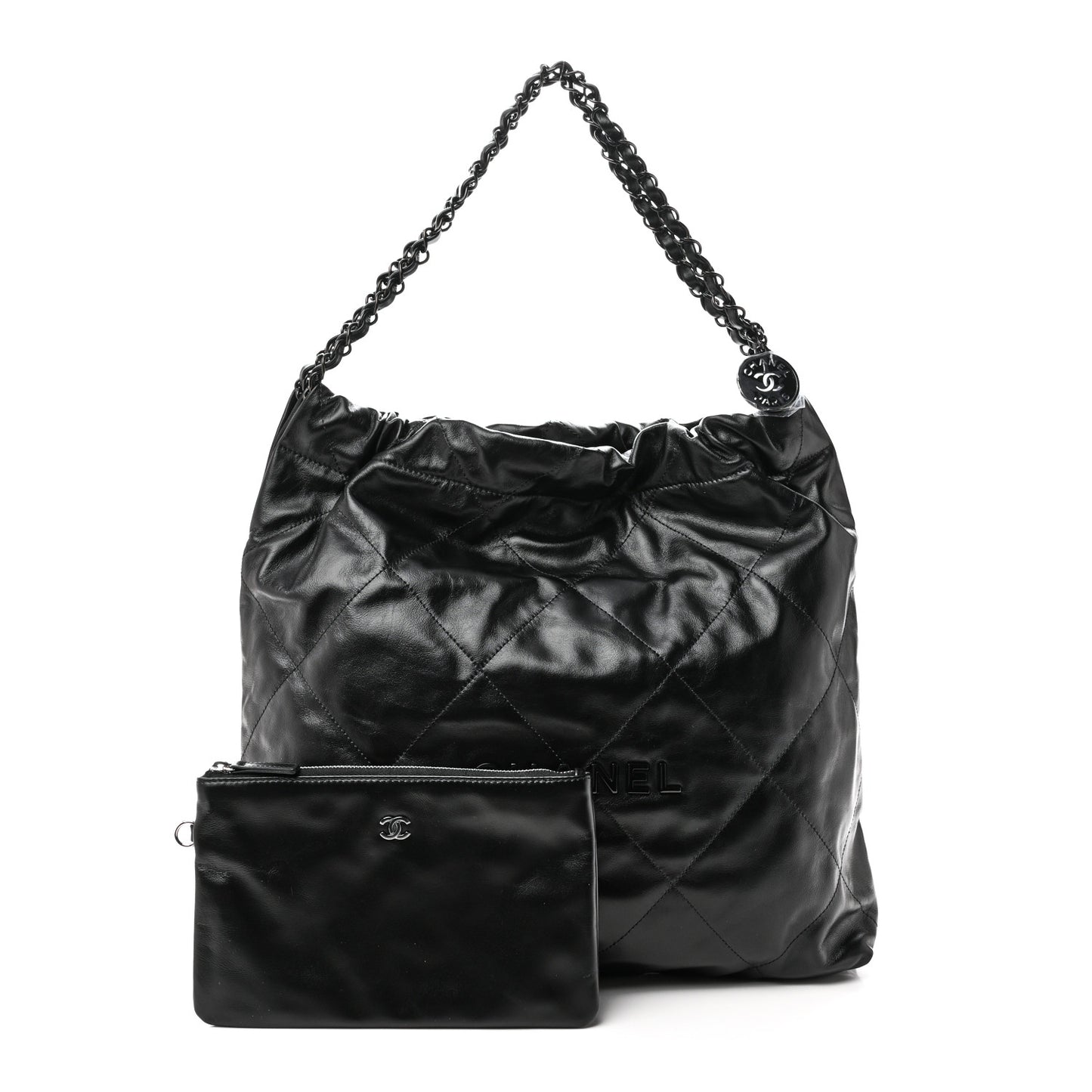 Shiny Calfskin Quilted Chanel 22 So Black