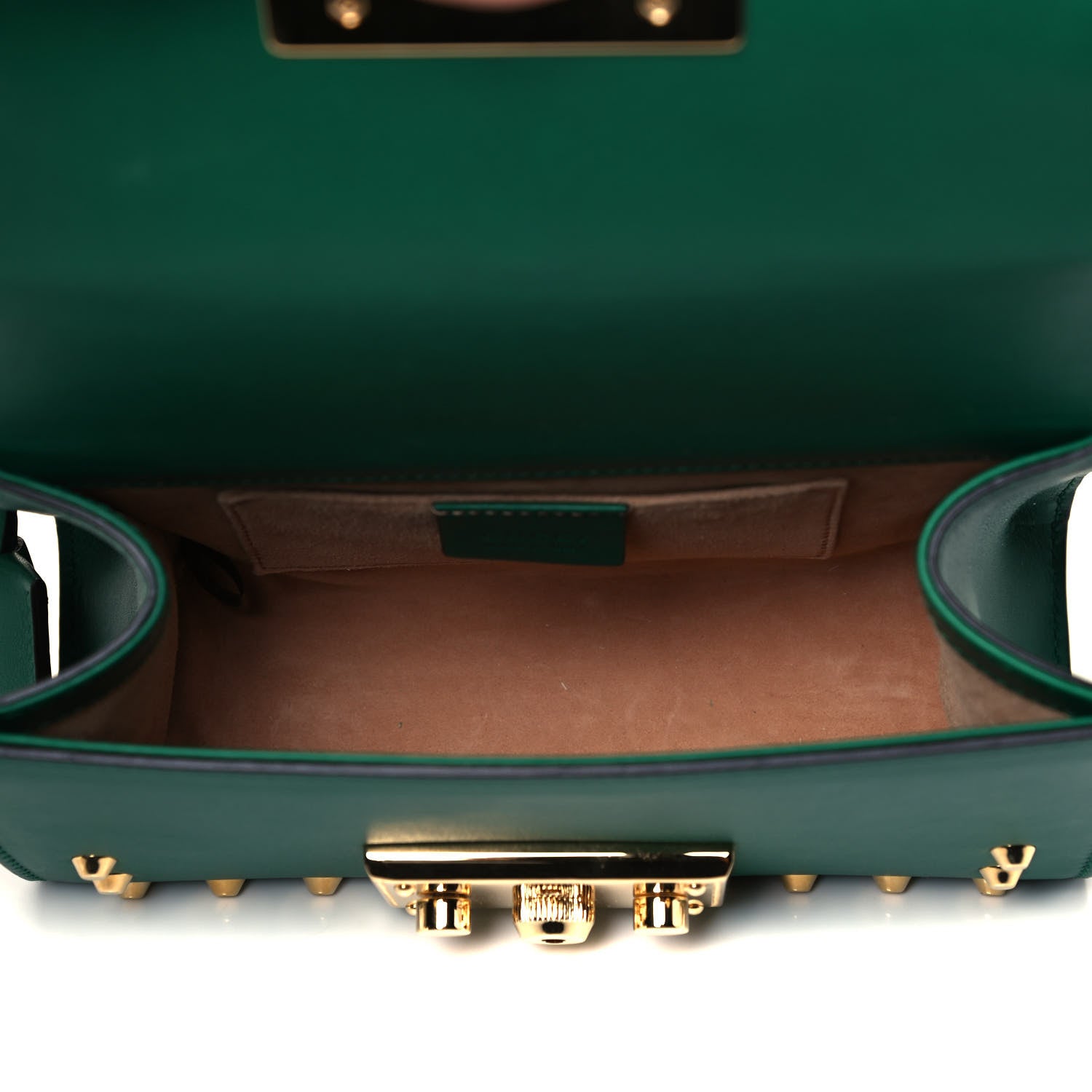 Gucci Calfskin Studded Small Padlock Shoulder Bag Emerald 5 of 9