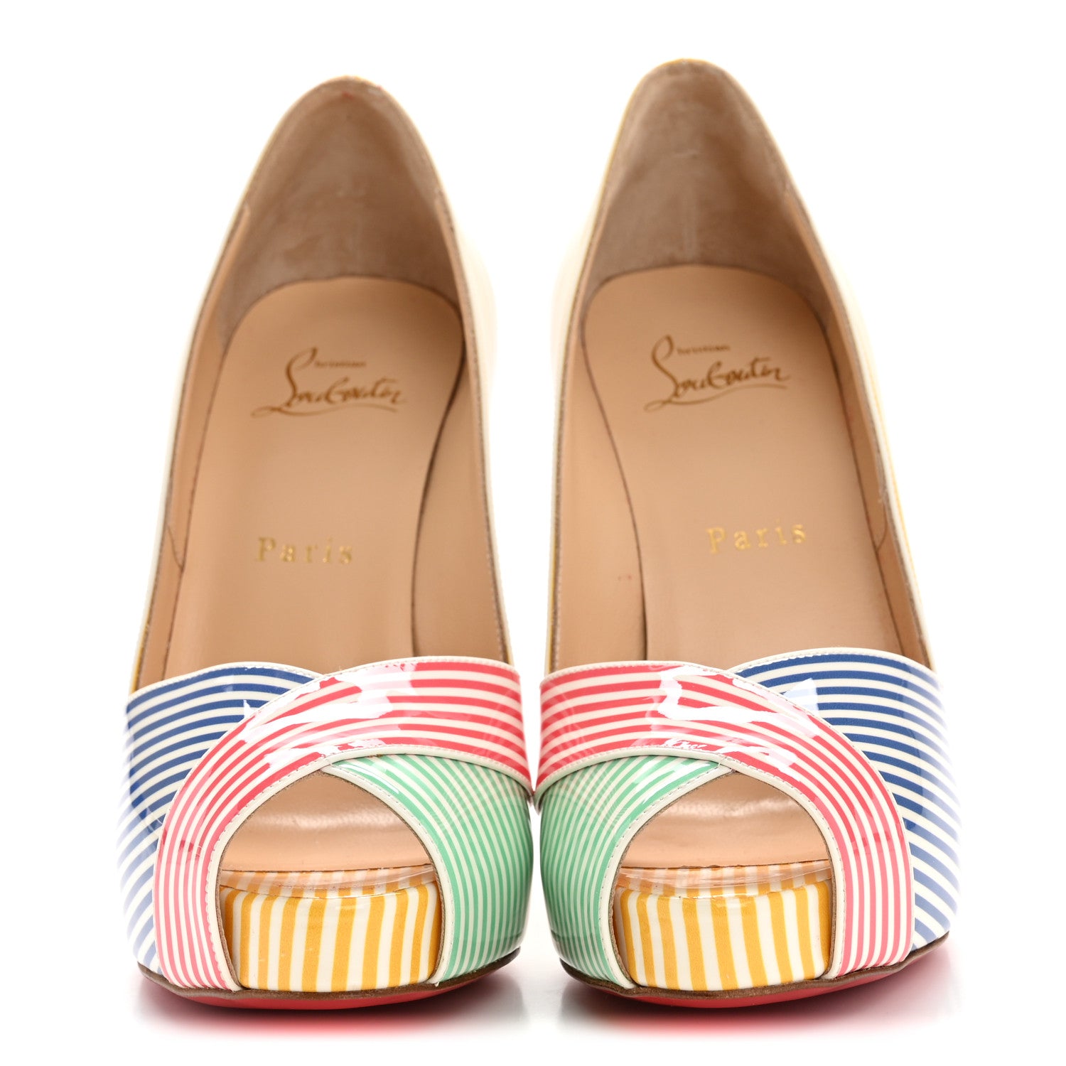 Christian Louboutin Patent Stripes Marine Alta 120 Pumps 36.5 Multicolor 9 of 27