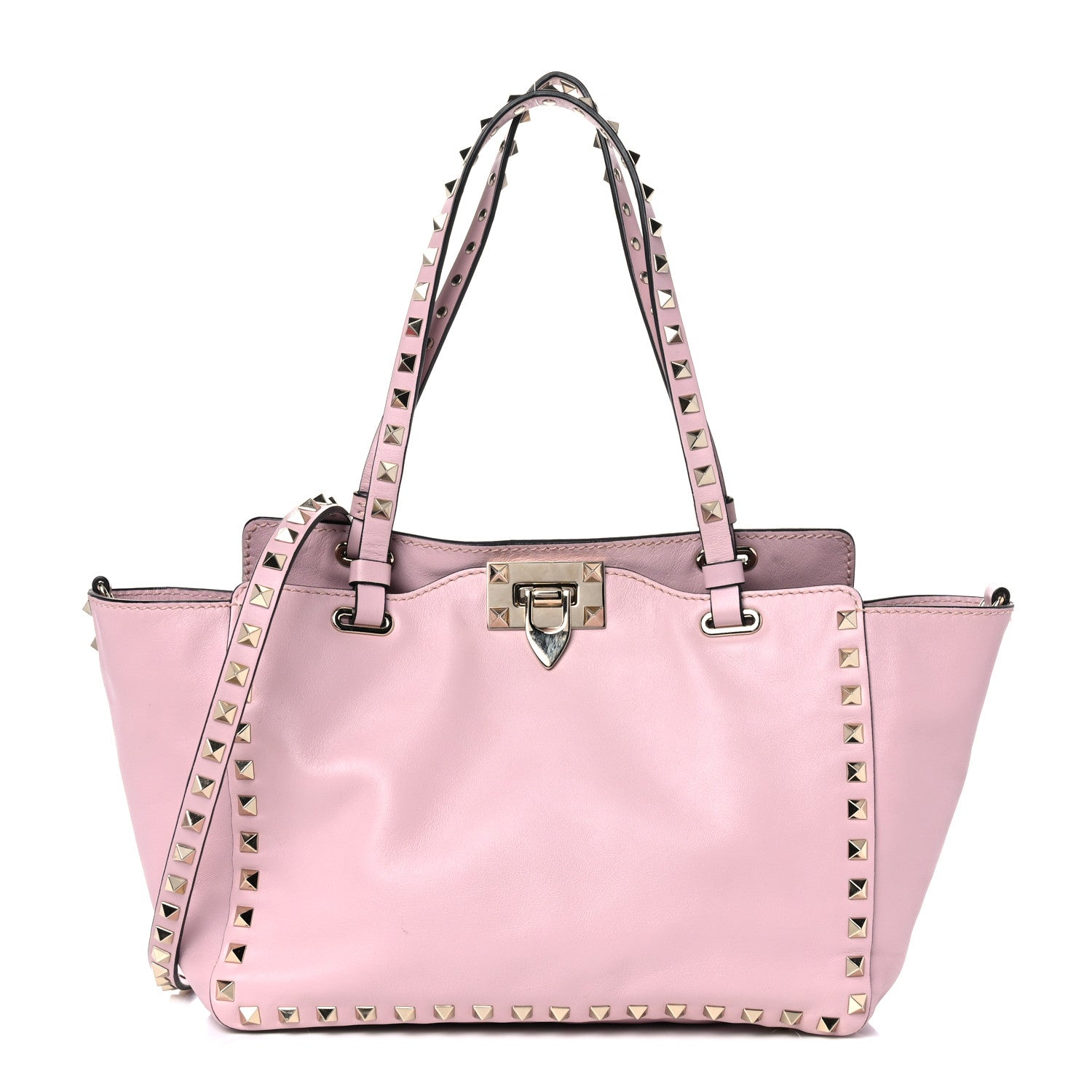 Valentino Garavani Vitello Small Rockstud Tote Water Rose 1 of 13