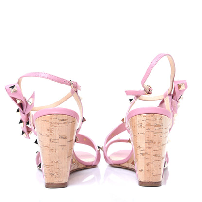 Valentino Garavani Nappa Rockstud Asymmetric Bow Wedge Sandals 39 Pop Gardenia 3 of 15