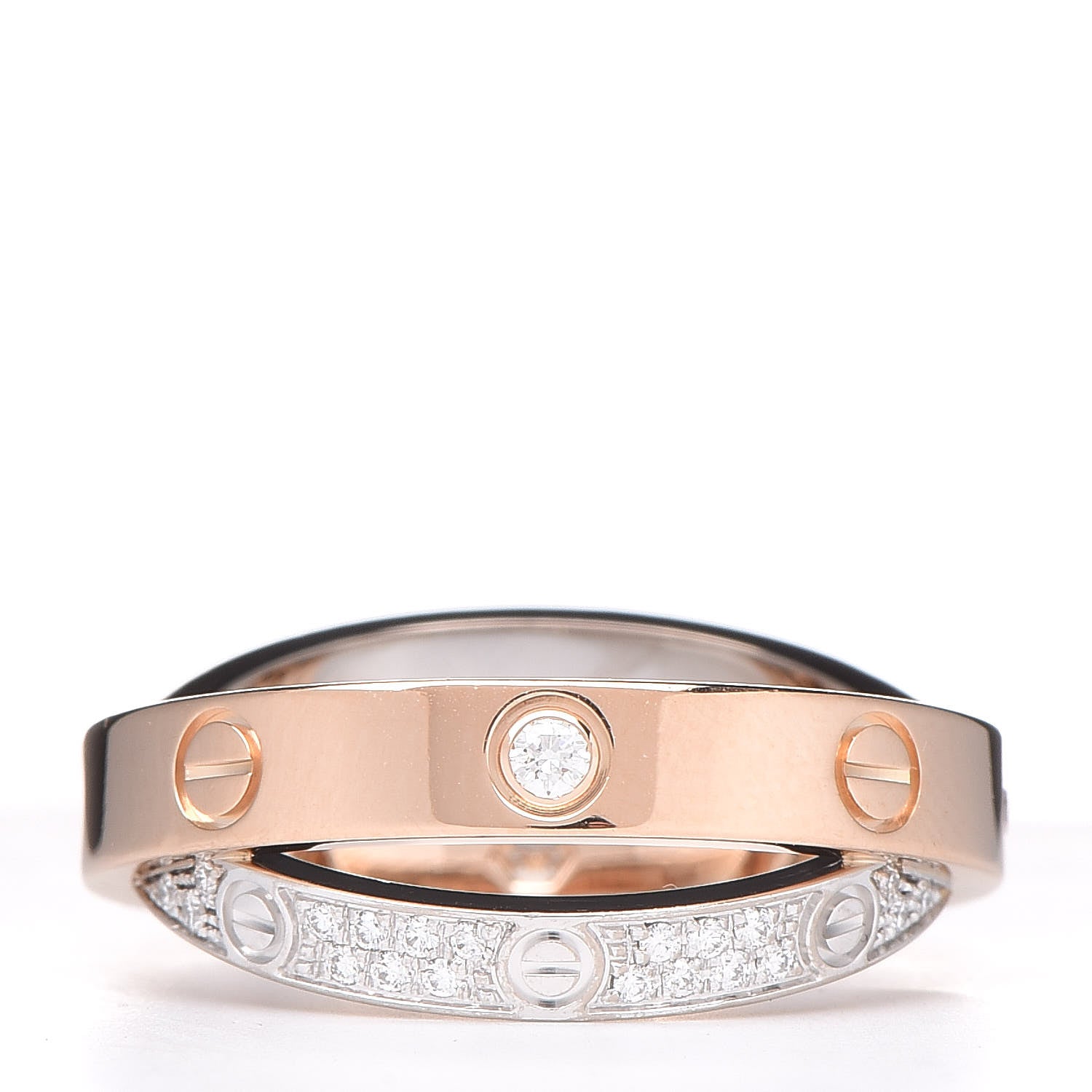 Cartier 18K Pink White Gold Diamond 2.6mm LOVE Paved Ring 49 4.75 3 of 4