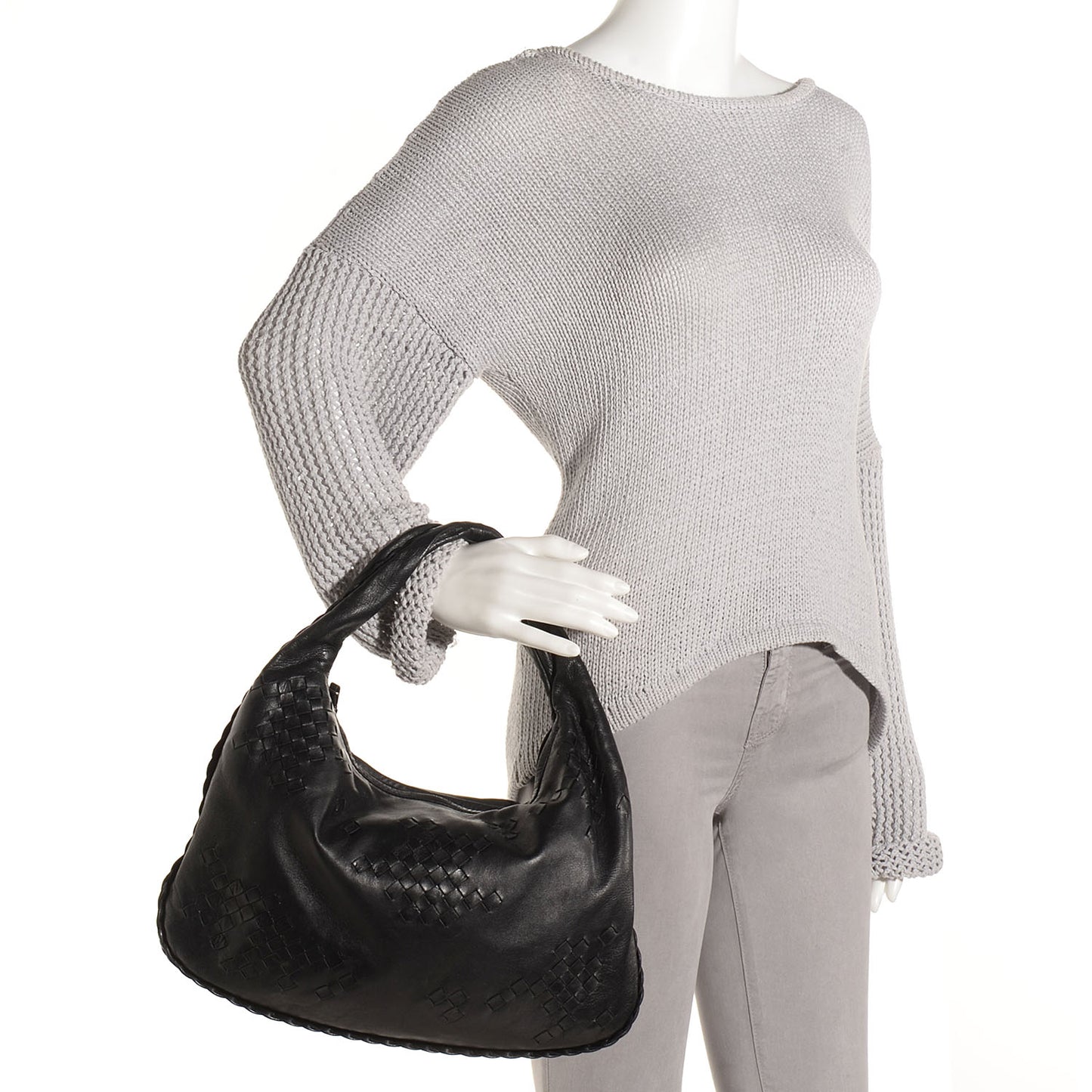 Nappa Intrecciato Patchwork Medium Hobo Black