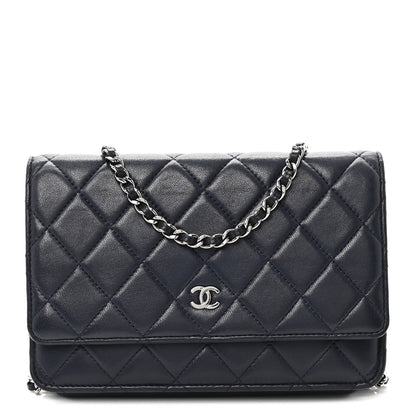 Chanel Lambskin Quilted Wallet On Chain WOC Navy Blue 1 of 11