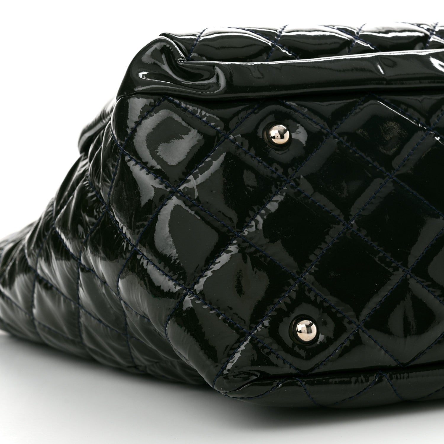 Chanel Patent Quilted Chic and Glitter Large Tote Navy Blue 9 of 12