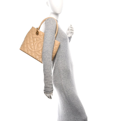 Chanel Caviar Quilted Medallion Tote Beige 2 of 13