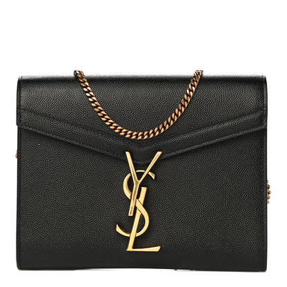 Saint Laurent Grain De Poudre Monogram Cassandra Chain Wallet Black 1 of 11