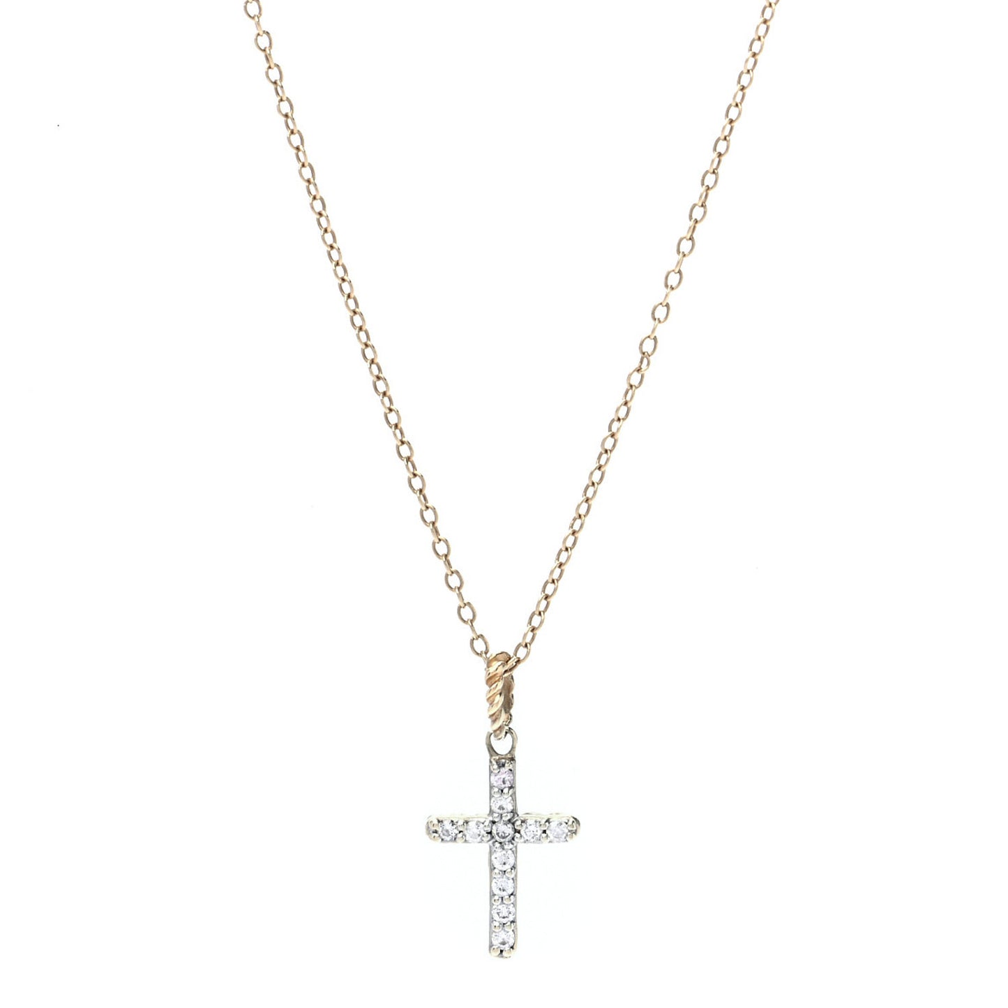 18K Yellow Gold Diamond Cable Collectibles Cross Necklace