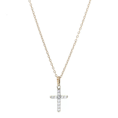 David Yurman 18K Yellow Gold Diamond Cable Collectibles Cross Necklace 1 of 5