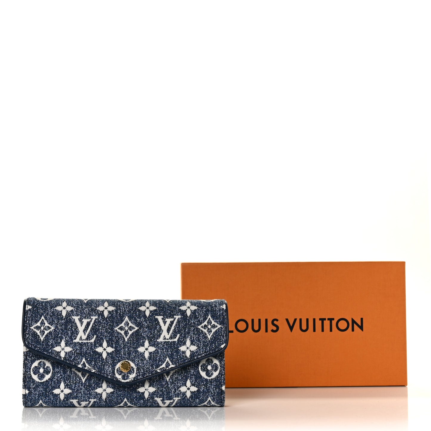 Monogram Jacquard Denim Sarah Wallet Bleu