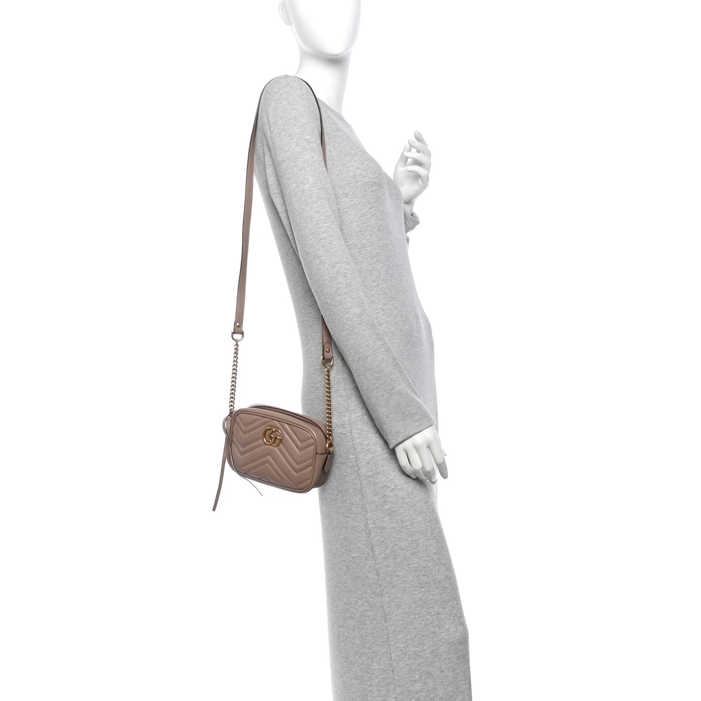 Calfskin Matelasse Mini GG Marmont Chain Shoulder Bag Porcelain Rose