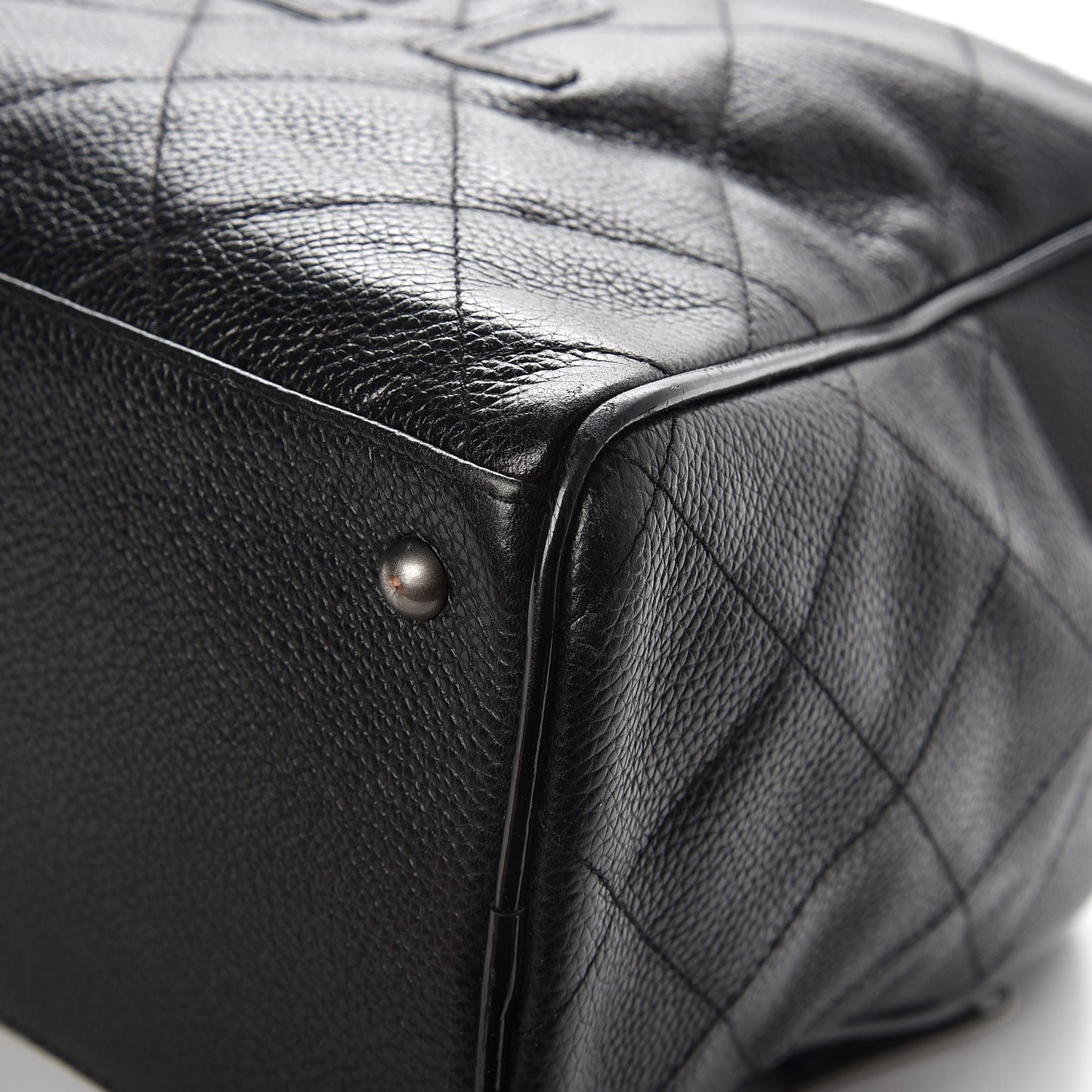 Caviar Patent Quilted Large Bowler Black