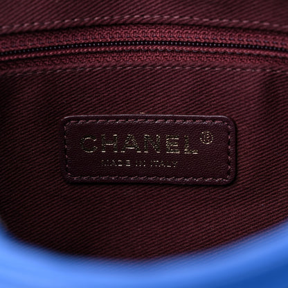 Chanel Lambskin Chevron Quilted Pyramid CC Camera Case Blue 6 of 13