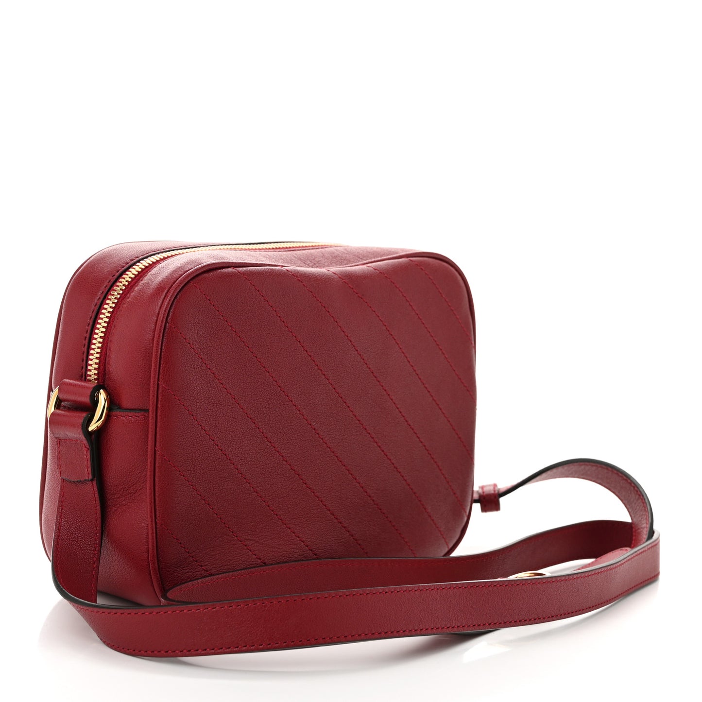 Sakai Be Green Calfskin Diagonal Stitched Small Blondie Shoulder Bag Rosso